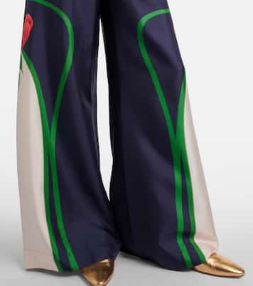 Pantalon ample Palazzo en soie à fleurs | La DoubleJ