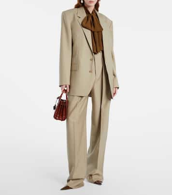 Pantaloni a gamba larga in lana e seta | Saint Laurent