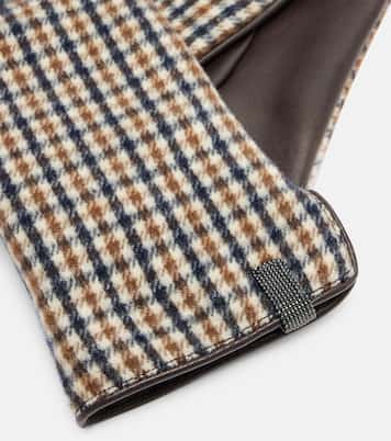 Gants Monili en laine vierge et cuir | Brunello Cucinelli