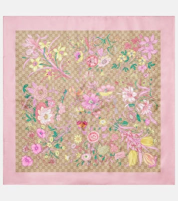 Bufanda de seda floral con GG | Gucci