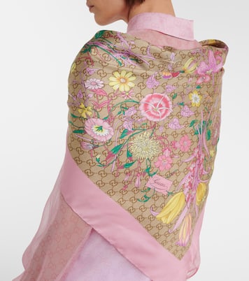 Bufanda de seda floral con GG | Gucci