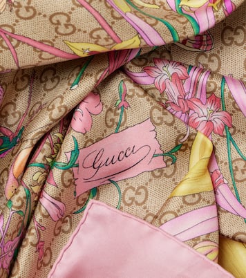 Bufanda de seda floral con GG | Gucci