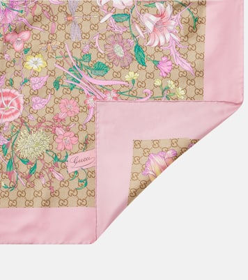 Bufanda de seda floral con GG | Gucci