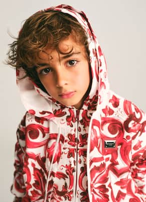 Majolica cotton zip-up hoodie | Dolce&Gabbana Kids