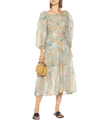 Floral ramie midi skirt | Chloé