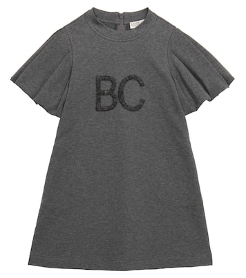 Logo stretch-cotton dress | Brunello Cucinelli Kids
