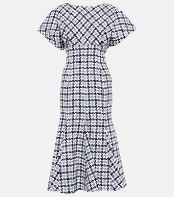 Robe midi en tweed de coton et laine mélangés à carreaux | Carolina Herrera