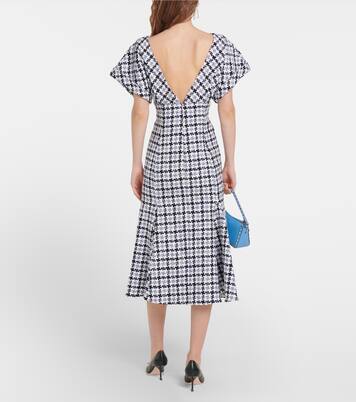 Robe midi en tweed de coton et laine mélangés à carreaux | Carolina Herrera