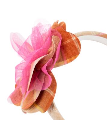 Floral-appliqué checked headband | Il Gufo
