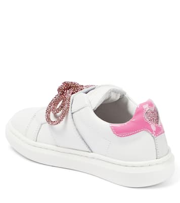 Floral-appliqué leather sneakers | Monnalisa