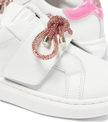 Floral-appliqué leather sneakers | Monnalisa