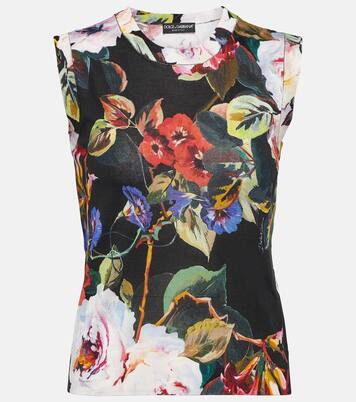 Tank top de punto de seda floral | Dolce&Gabbana