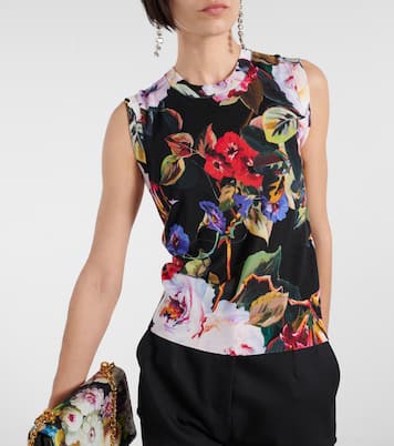 Tank top de punto de seda floral | Dolce&Gabbana