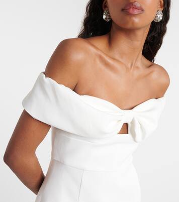 Robe en crêpe à encolure bardot | Self-Portrait