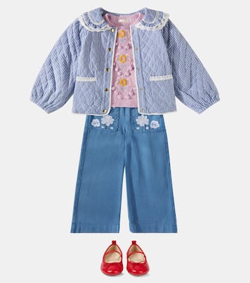 Embroidered leather ballet flats | Bonpoint