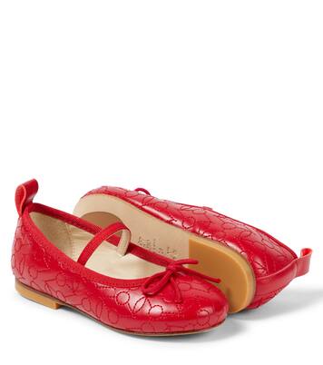 Embroidered leather ballet flats | Bonpoint