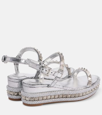 Espadrille-Wedges Pyraclou 60 aus Metallic-Leder | Christian Louboutin