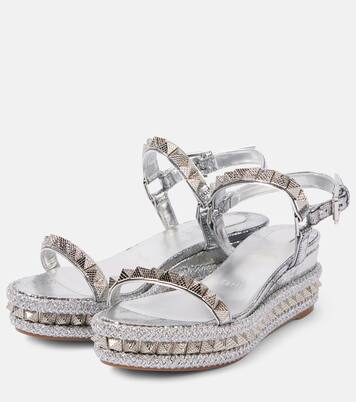 Espadrille-Wedges Pyraclou 60 aus Metallic-Leder | Christian Louboutin
