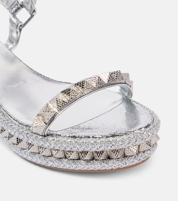 Espadrille-Wedges Pyraclou 60 aus Metallic-Leder | Christian Louboutin