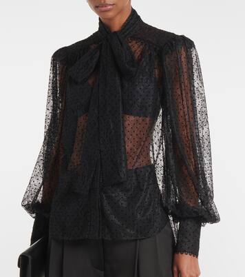 Ethel tie-neck lace blouse | Rebecca Vallance