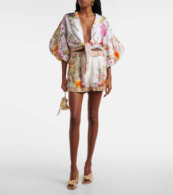 Top raccourci en lin à fleurs | Camilla