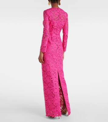 Floral asymmetric guipure gown | Oscar de la Renta