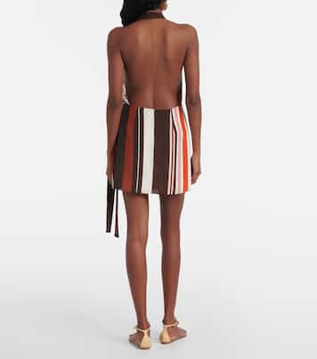 فستان قصير من الحرير الساتان بخطوط Thistle | SIR