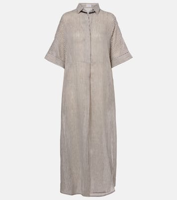 Hemdblusenkleid aus Leinen und Seide | Brunello Cucinelli