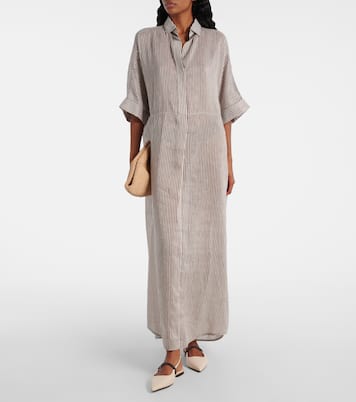 Hemdblusenkleid aus Leinen und Seide | Brunello Cucinelli