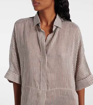 Hemdblusenkleid aus Leinen und Seide | Brunello Cucinelli