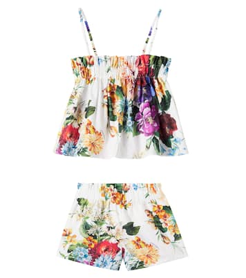 Set top et short en coton à fleurs | Dolce&Gabbana Kids