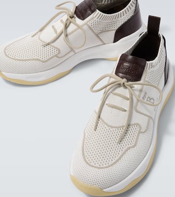 Shadow leather-trimmed knitted sneakers | Berluti