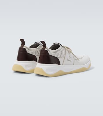 Shadow leather-trimmed knitted sneakers | Berluti