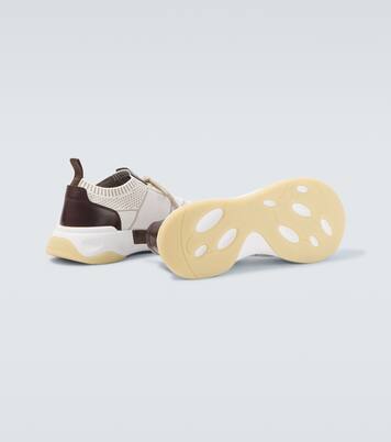 Shadow leather-trimmed knitted sneakers | Berluti