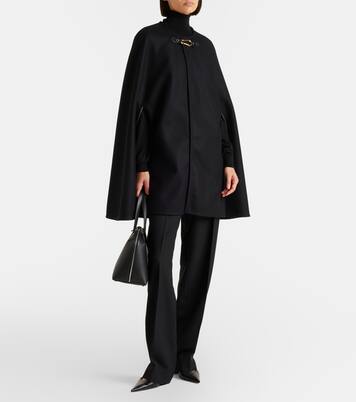 Arianna leather-trimmed wool-blend cape | Nili Lotan
