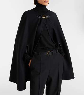Arianna leather-trimmed wool-blend cape | Nili Lotan