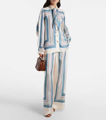 Striped scarf-detail silk shirt | Zimmermann