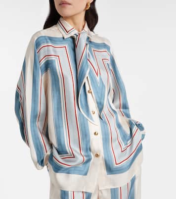Striped scarf-detail silk shirt | Zimmermann