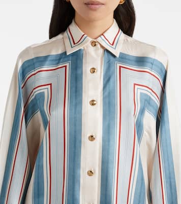 Striped scarf-detail silk shirt | Zimmermann