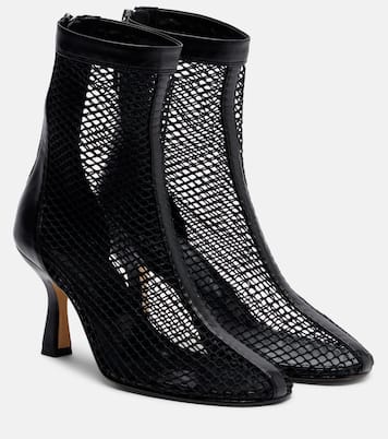 Fira leather-trimmed fishnet ankle boots | Souliers Martinez