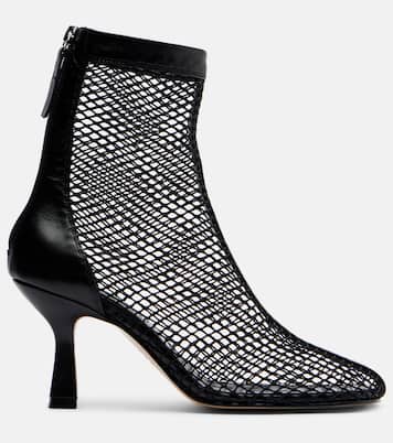 Fira leather-trimmed fishnet ankle boots | Souliers Martinez