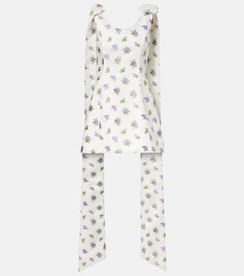Bow-detail floral caped brocade minidress | Markarian