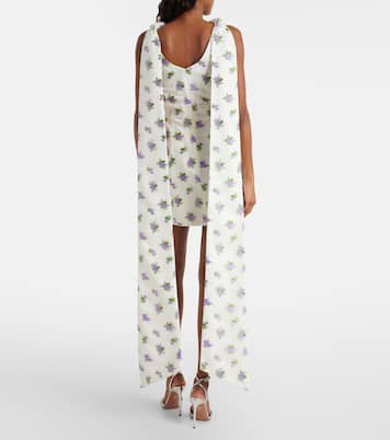 Bow-detail floral caped brocade minidress | Markarian