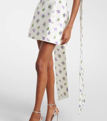 Bow-detail floral caped brocade minidress | Markarian