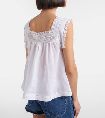 Aphra lace-trimmed ramie top | Dôen