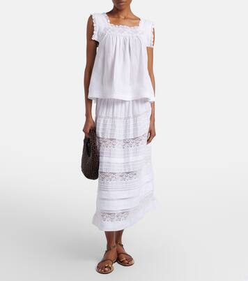 Aphra lace-trimmed ramie top | Dôen