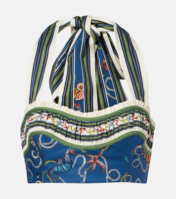 Cove printed halterneck cotton crop top | Alémais