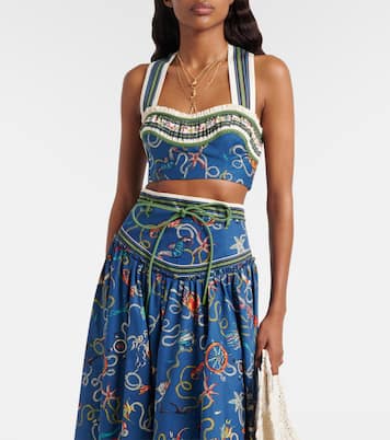 Cove printed halterneck cotton crop top | Alémais