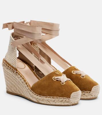 Espadrille-Wedges Resort aus Veloursleder | Valentino Garavani