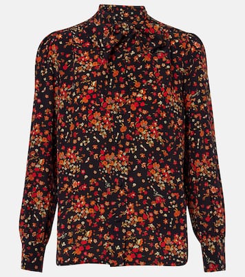 Bow-detail floral silk blouse | Gucci